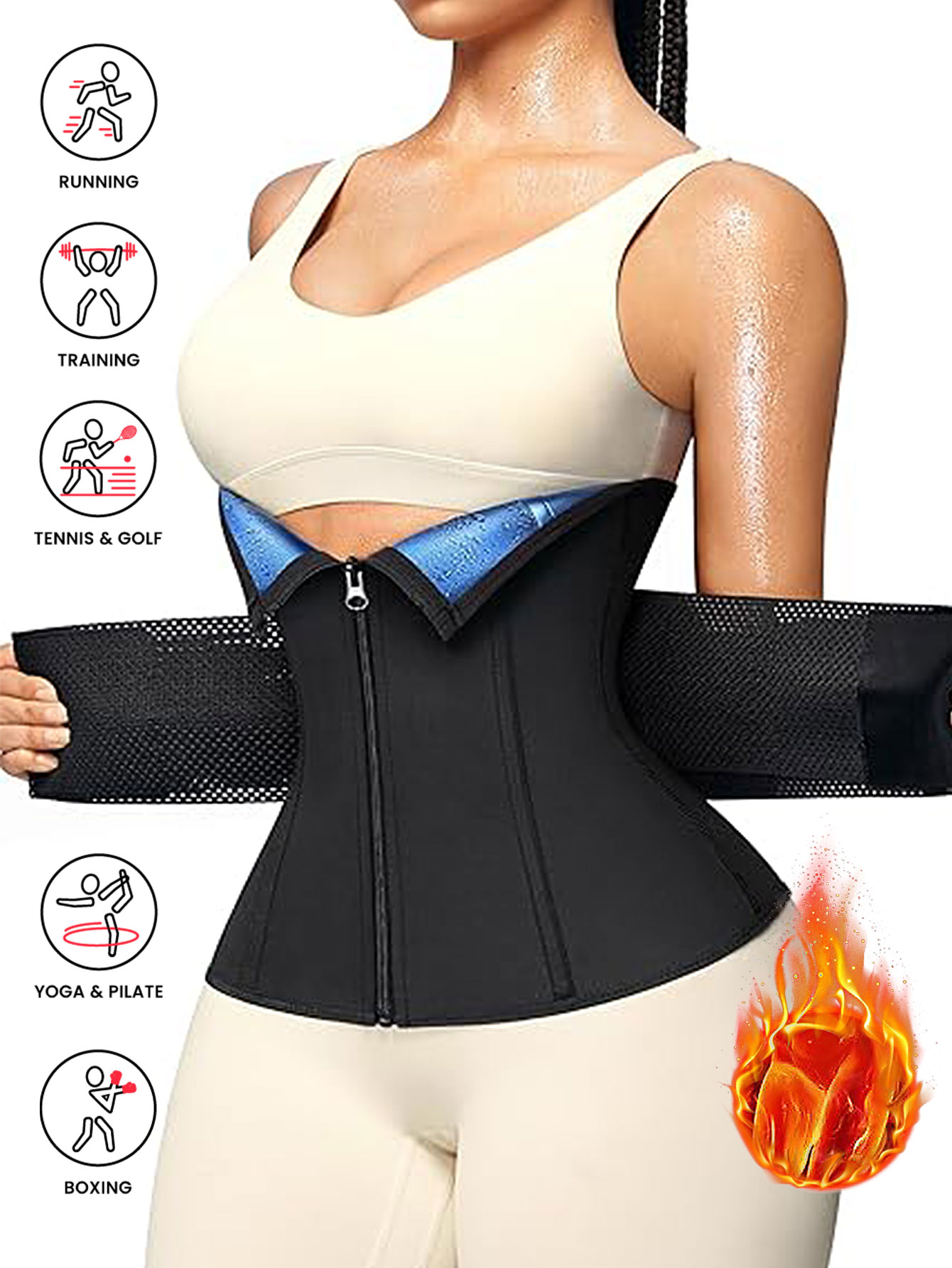 Waist Trainer Women - Damski pas wyszczuplający do sauny, podwójny